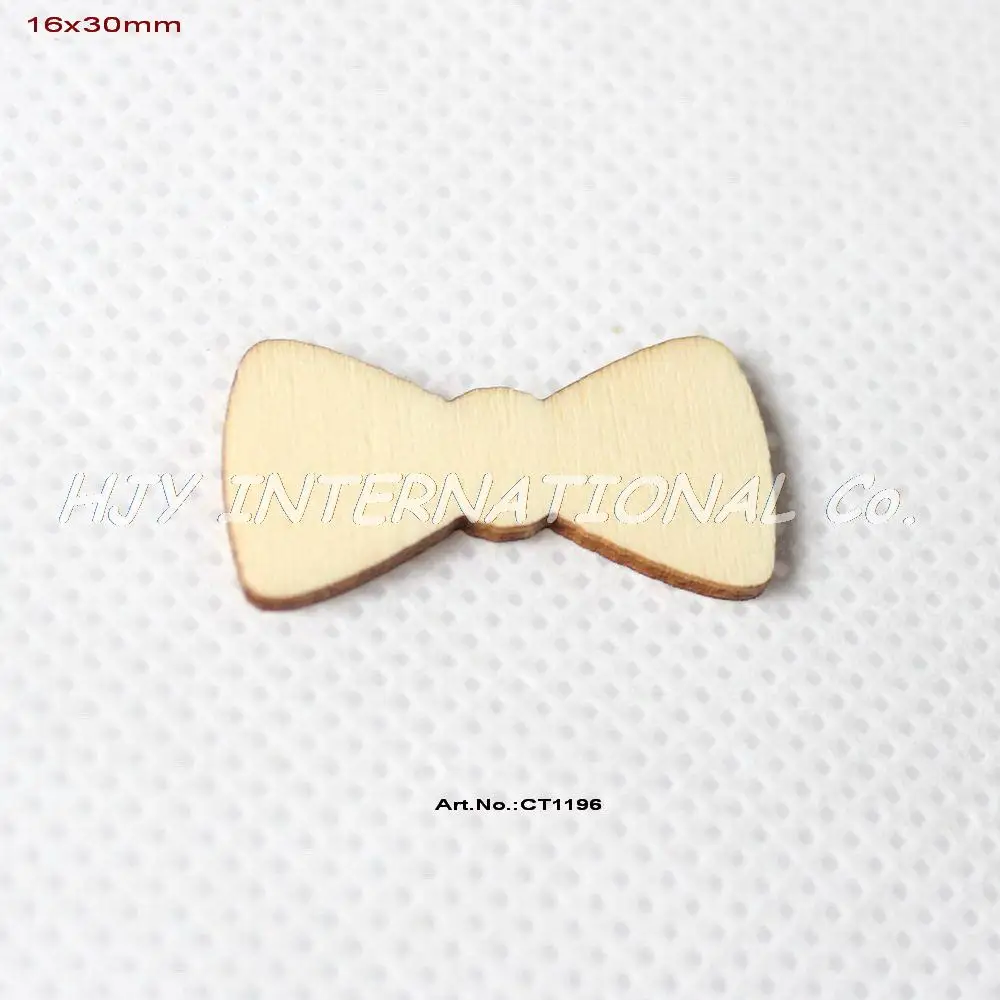 

(100pcs/lot) 16mm x30mm Plain Wood Little Man Bow Rustic Natural Rustic Wooden Bowknot Baby Shower-CT1196