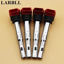 Bobina De Ignição 06E905115E LARBLL 4 PCS Vermelho Para VW Touareg A4 S4 A5 A6 S6 Alroad A7 A8 Q5 Q7 R8 Quattro 2.8 3.0 3.2 V6 V8 4.2 5.2