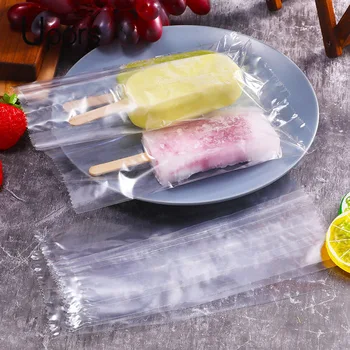 

UPORS 100Pcs/Set Popsicle Bags Food Grade Disposable Plastic Ice Pop Bags Freeze Treat Storage Transparent Ice Popsicle Mold Bag