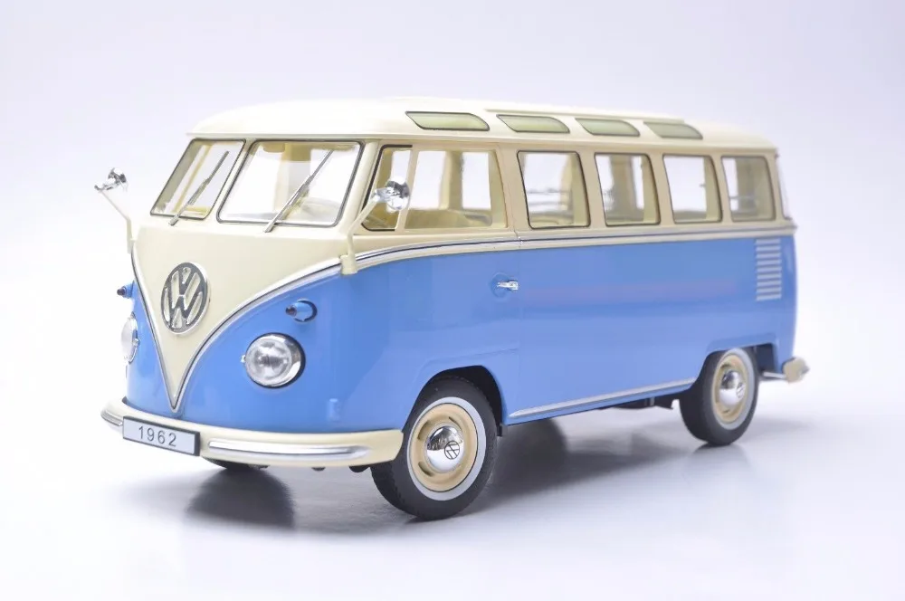 1:18 Diecast Model for Volkswagen VW T1 Samba 1962 Blue Bus Kombi Alloy ...