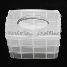 Пластиковая бусина, прямоугольник, три слоя, в общей сложности 24 отделения, прозрачный, 234x153x185 мм, отсек: 72x56~ 57x74 мм