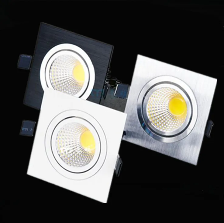 

square 10pcs LED COB Downlight Dimmable ac110-240V 7W 9W 12W Recessed Led ceiling lamp Spot light Bulbs Indoor Lighting