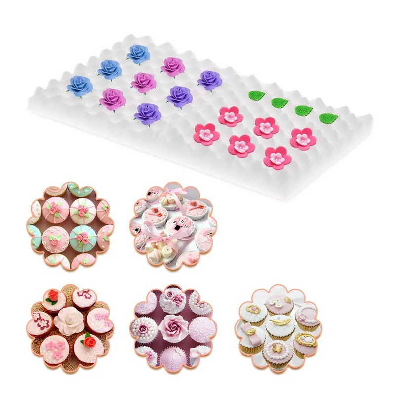 

2pcs/set Fondant Mold Cake Decorating Tool Chocolate Sugar Flower Petal Drying Foam Mat Shaping Sponge Pads Gum Paste Mold W8