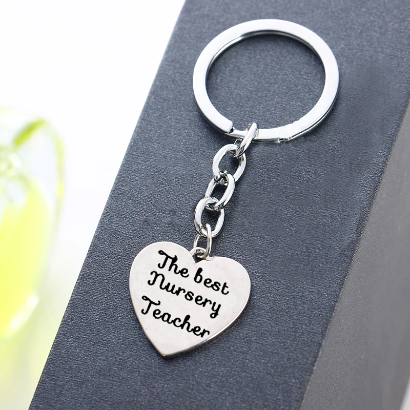 Teacher's Day Gift Love Heart Charm The Best Nursery Teacher Keychain