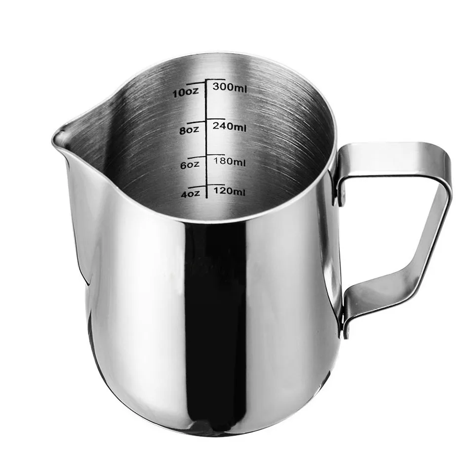 FINDKING Stainless Steel Frothing Pitcher Milk Pitcher 10 oz with Measurement Marks,Perfect for Espresso Machines, Milk Frothers