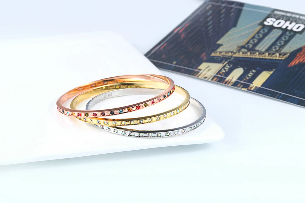 Женский браслет в роскошном стиле с настоящими австрийскими кристаллами, 3 цвета, модные ювелирные изделия, вечерние, подарок B044 B047 B049 ZHOUYANG