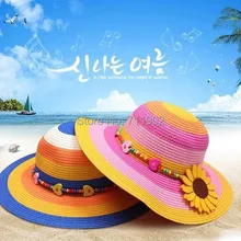Стиль, 10 шт.,, натуральная ручная работа, ручная работа, детская соломенная шляпка, большой край, песчаный пляж, цветок, соломенная шляпа для девочек, шляпа от солнца