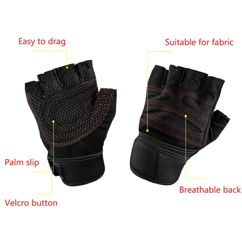 Sport Gloves Half Finger Hand Wrap Wristband Breathable Weightlifting Fitness Gloves Dumbbell Body Building Gym Gloves