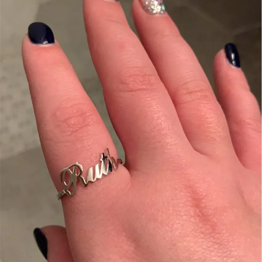

Rose Gold Color Adjustable Ring Women Wedding Stainless Steel Personalized Jewelry Silver Custom Name Rings Bridesmaid Gift