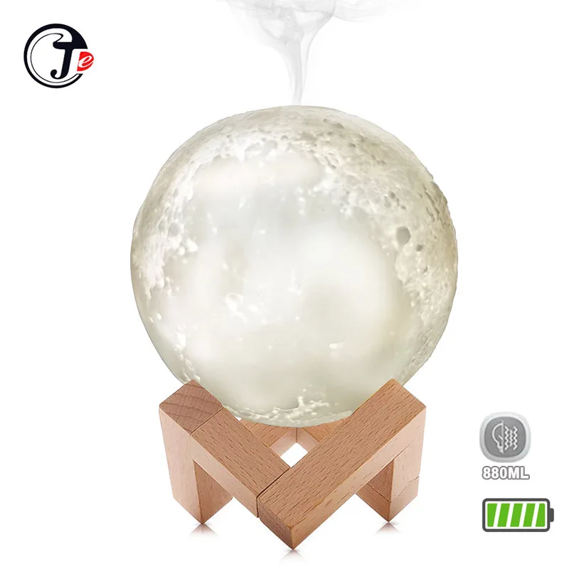 Comprar Humidificador de aire 3D Moon 880ML Humidificador de aire Humidificador ultrasónico luz USB difusor de niebla fresca Aroma aceite esencial (con batería sin batería