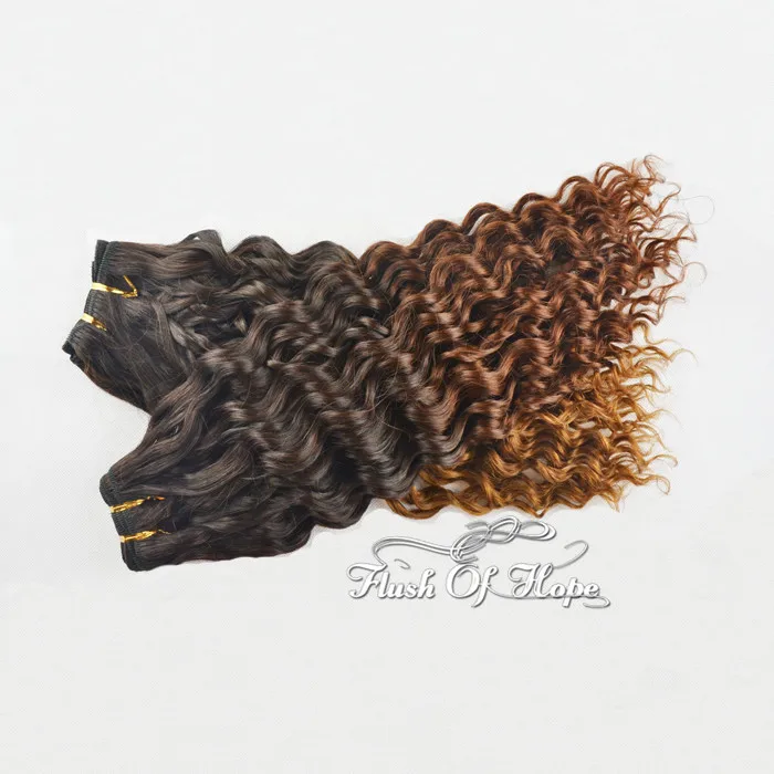 Brazilian Ombre Deep Wave Human Hair Extensions Two Tone Colors Human Hair Weave Weft 100g/pc