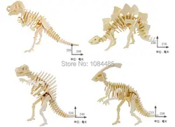4 шт./лот DIY 3D Деревянный Паззлы Динозавров Модель собрать Наборы образования Игрушечные лошадки для детей и взрослых