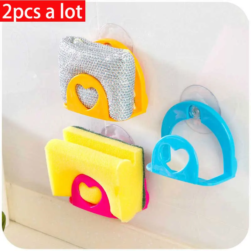 

2pcs/vanzlife kitchen supplies cleaning sponge absorbing wall rack sink drain and aircraft debris racks sucker
