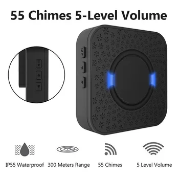 

Wireless Door Bell Kits Waterproof Dustproof IP55 Easy Installation for Home Security US Plug HG99