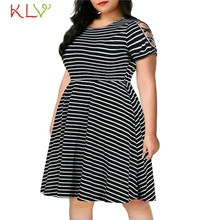 Женское платье, плюс размер, 5XL, повседневное, в полоску, элегантное, с открытыми плечами, вечерние платья, для женщин, Zomerjurk Dames Vestidos 19Apr8