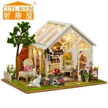 DIY Кукольный дом деревянные миниатюрные кукольные домики набор мебели коробка головоломка собрать Солнечный Зеленый кукольный домик игрушки для детей Подарки