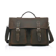 Винтаж Crazy Horse кожа Для Мужчин's Портфели сумка для ноутбука Бизнес сумка Пояса из натуральной кожи Для мужчин сумка Кроссбоди Мешок