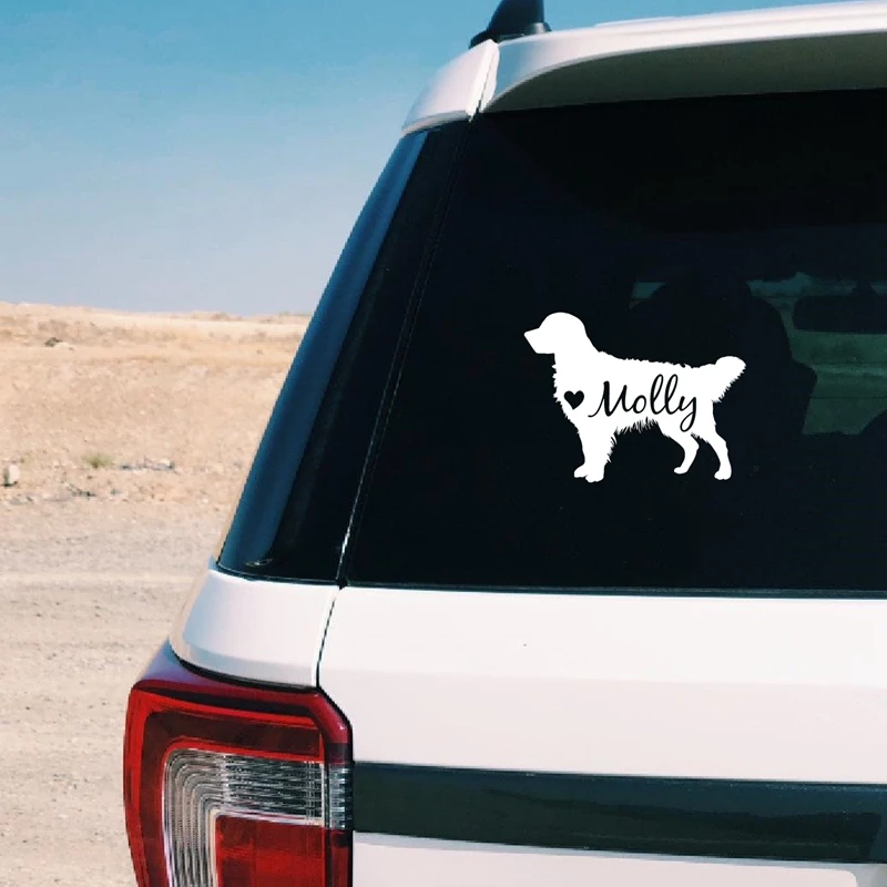 

Golden Retriever Dog Art Decals Custom Pet Name Vinyl Sticker , Personalized Pet Dog Name Art Decal Car Window Laptop Decor