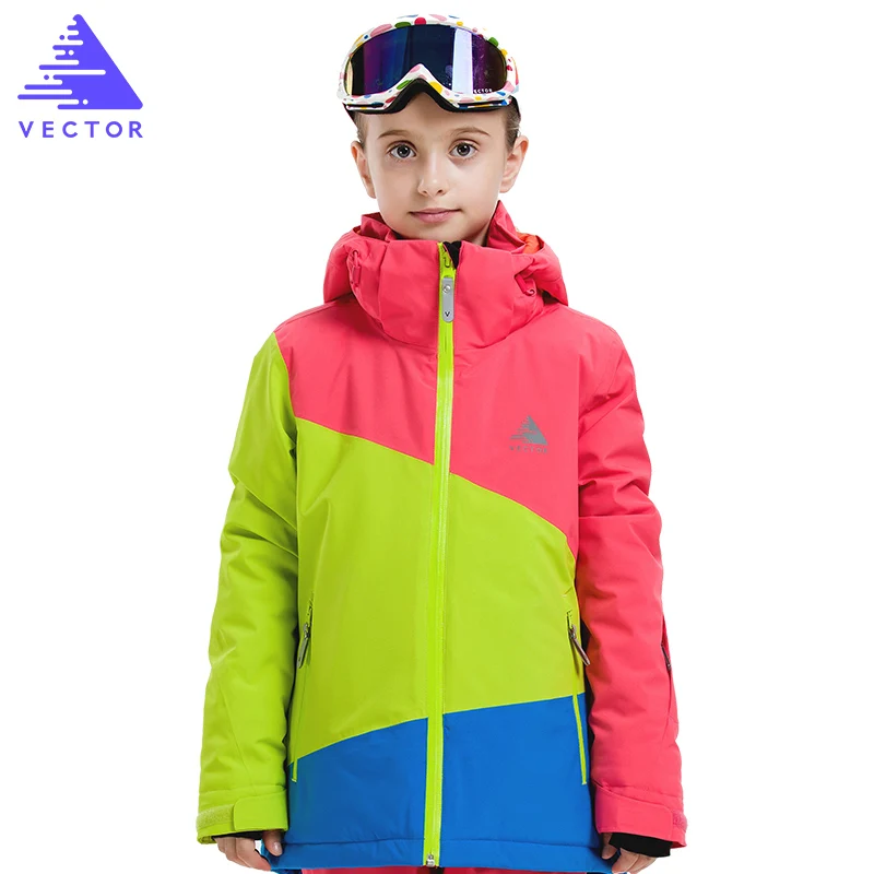 Векторные лыжные куртки для девочек и мальчиков; теплая водонепроницаемая детская Лыжная куртка; Высококачественная детская зимняя одежда;-30 градусов; HXF70005 - Цвет: Women Pink