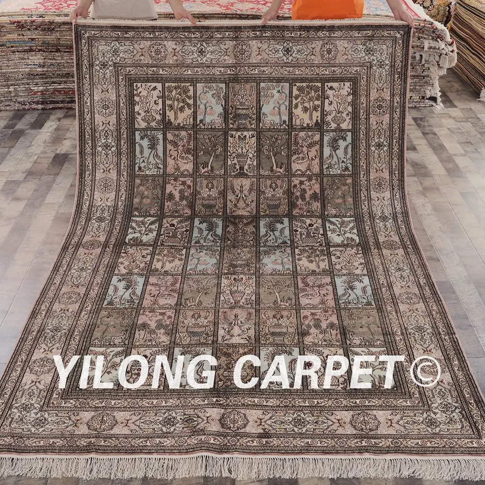 YILONG 6 'x 9' кашмирский qum Шелковый выгодный ковер изысканный садовый