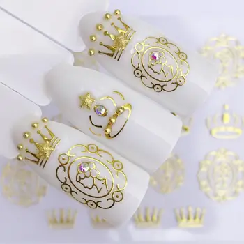

YWK Shinny 3D Sticker Nails Art Gold Glitter Adhesive Flower Vine for Manicure Tips Mix Nail Decals
