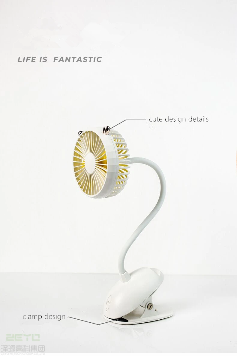 Оригинальный дизайн usb-вентилятор с зажимом, usb-кабель мини-вентилятор, 5 лезвий, элегантный дизайн ПК Вентилятор, Встроенный 2000 мАч