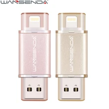 Wansenda 2 в 1 Lightning USB Flash Drive реальная Ёмкость usb флэш-накопитель для IPhone X 8 7 Plus металл Memory Stick 16/32/64 ГБ