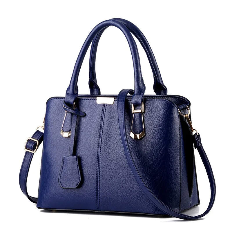 

Women Bag Vintage Handbag Casual Tote Fashion Women Messenger Bags Shoulder Top-Handle Purse Wallet Leather 2019 New Black Blue