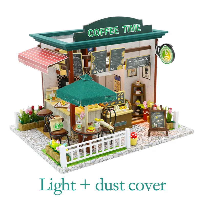 

Miniature Doll House With Furnitures Wooden Time Coffee House Toys For Girls Children Christmas Girls Birthday New Year Gift