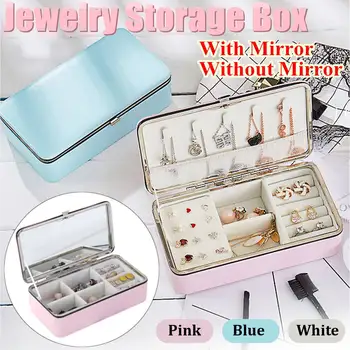 

3 Colors Portable Travel Jewelry Storage Box Organizer Leather Jewellery Ornaments Case Jewelry Packaging Display Box 2020 New