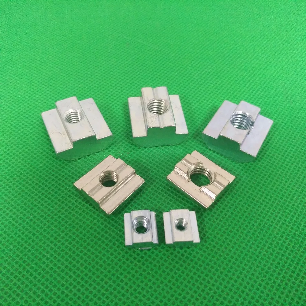 30PcsT Sliding Nut Block Square Nuts M3 M4 M5 For 2020 Aluminum Profile Slot Zinc Coated Plate