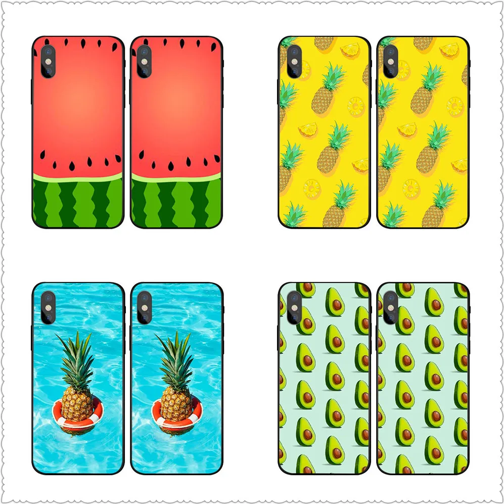 Flower Plants Fruit Cactus Leaves Pineapple Watermelon phone Case For iphoneX 7 8 Soft TPU case For Samsung s7 s8 s9 Case Cover