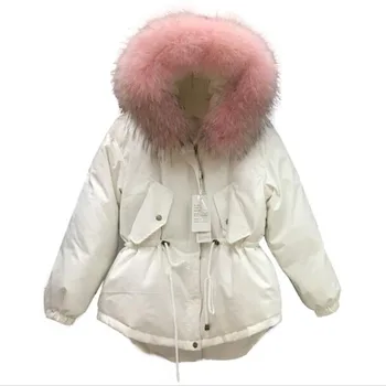 

2018 new Winter Jacket 2018 New Women Parkas Loose Plus Size Thick Big Fur Collar Hooded Cotton Padded Coat Female Clothes