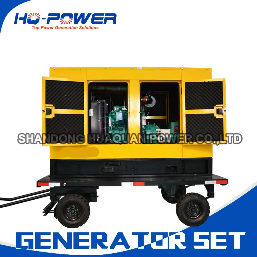 20kw mobile trailer water cooled brushless small portable generatorin