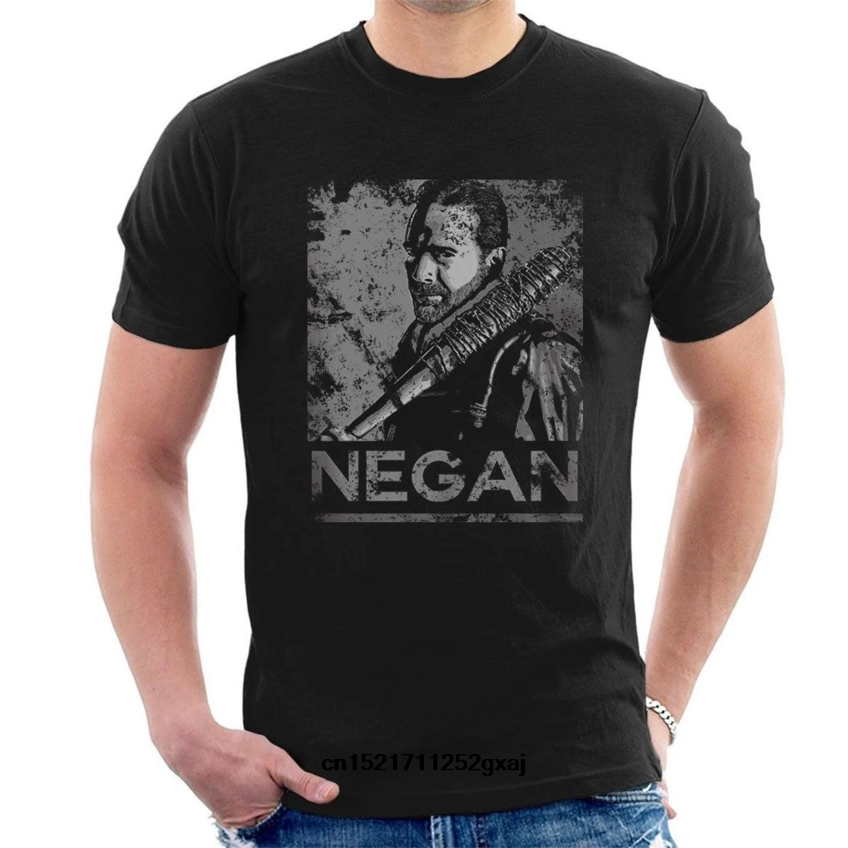 Для мужчин футболка Negan Twd серый Проблемные печати Люсиль Ходячие мертвецы C04 шею