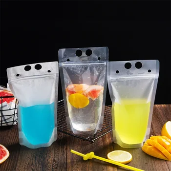

Upspirit 10Pcs Plastic 500ml Clear Drink Pouches Disposable Transparent Sealed Bag for Juice Coffee Water Milk Container Storage