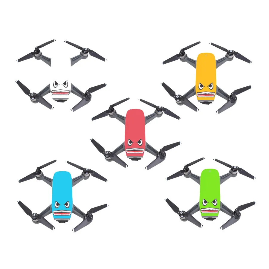 DOITOP Drone Stickers 2Sets Camera Drone Body Skin Cool Shark Face 3M Decals With Battery Number Sticker for DJI MAVIC PRO/Spark