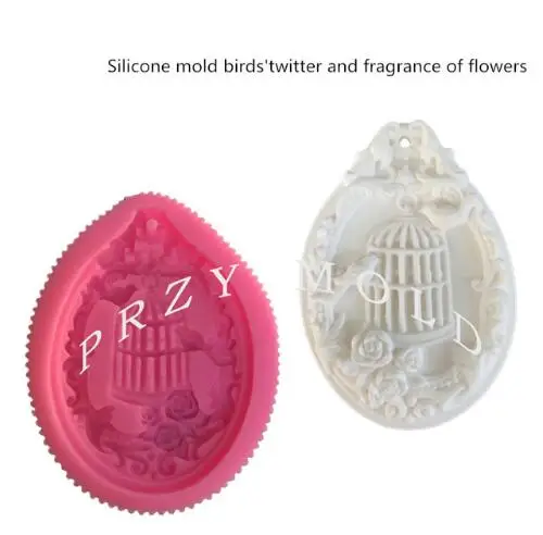 

Silicone mold cage pattern decoration pendant card bird's twitter and fragrance of flowers molds fondant cake mould
