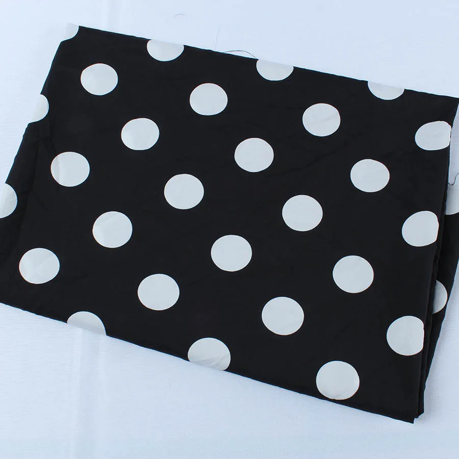Модная шифоновая ткань в горошек, размер 35 мм, летнее женское платье, ширина 150 см, продается по метру - Цвет: Black