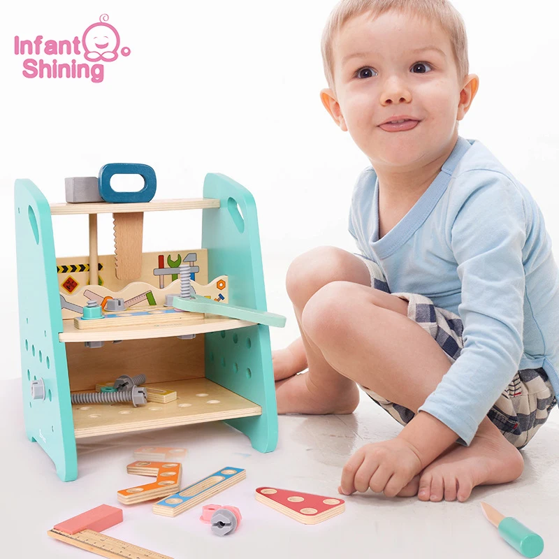 

Infant Shining Wooden Simulation Tool Set 3-6 Years Old Unisex Toys Children's Common Assembly Tool Toys Assembling Screw Toy
