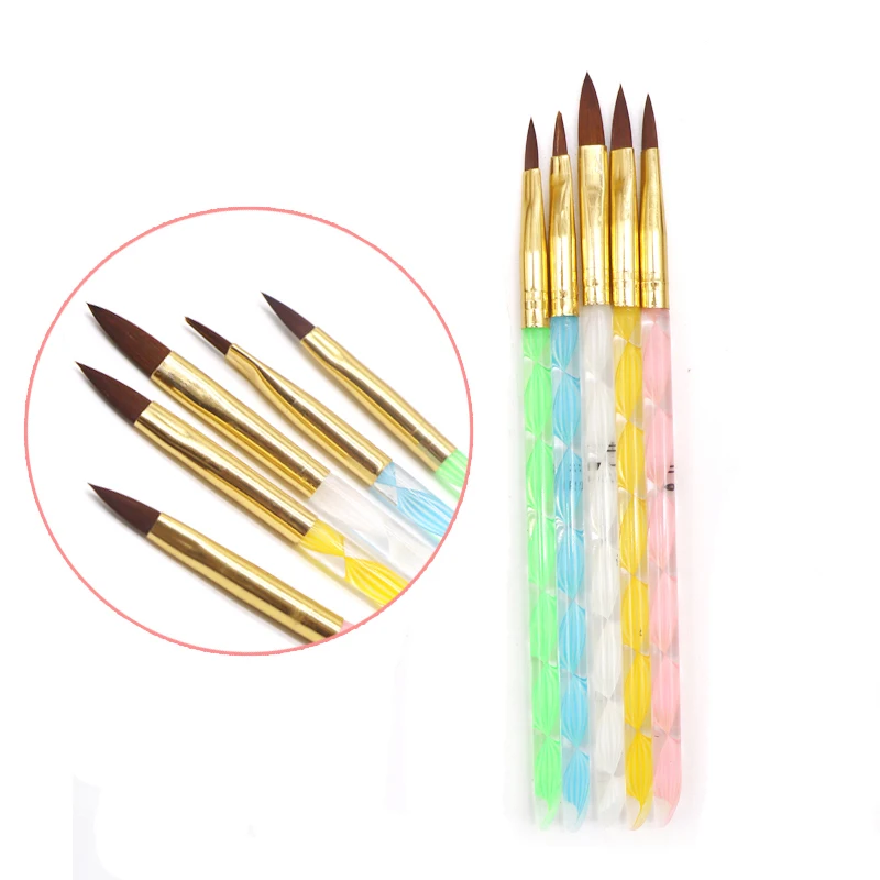 

5pcs Nail Brushes Acrylic Painting Brushes Dotting Tools Professional Nail Drawing Decorations Manicure Pen Brush Set Polish Tip
