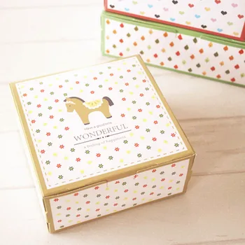 

14*14*6.5cm 10pcs brown pony Paper Box Cookie Container Food Packaging Wedding Christmas Baby Shower Storage Boxes Use