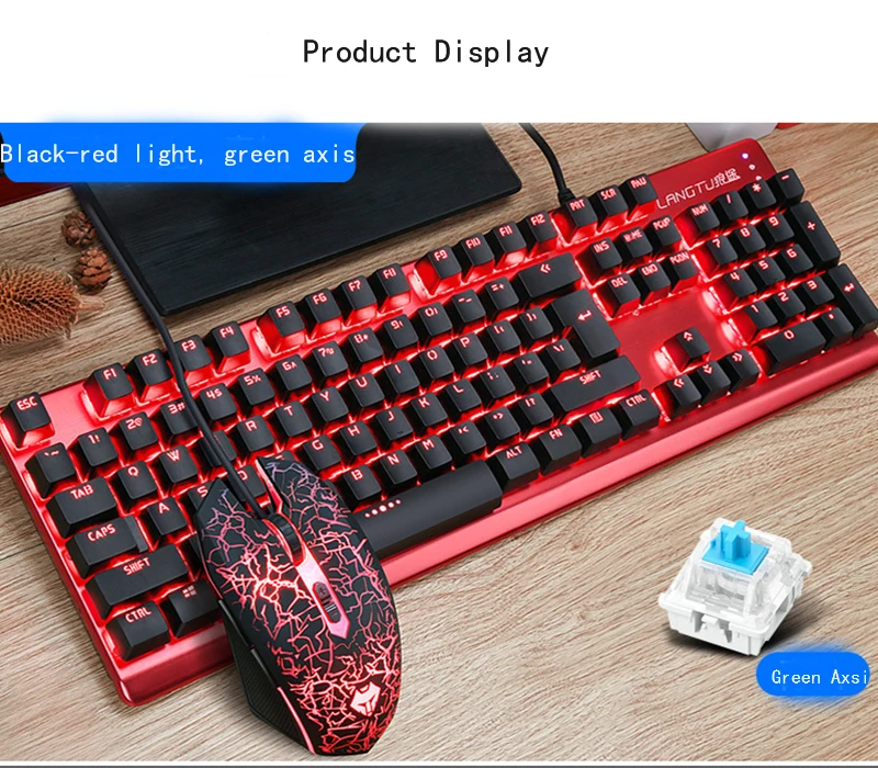 Многоцветная Радужная светодиодный с подсветкой механическое ощущение USB Проводная игровая клавиатура и мышь комбо для работы или игры, полный размер