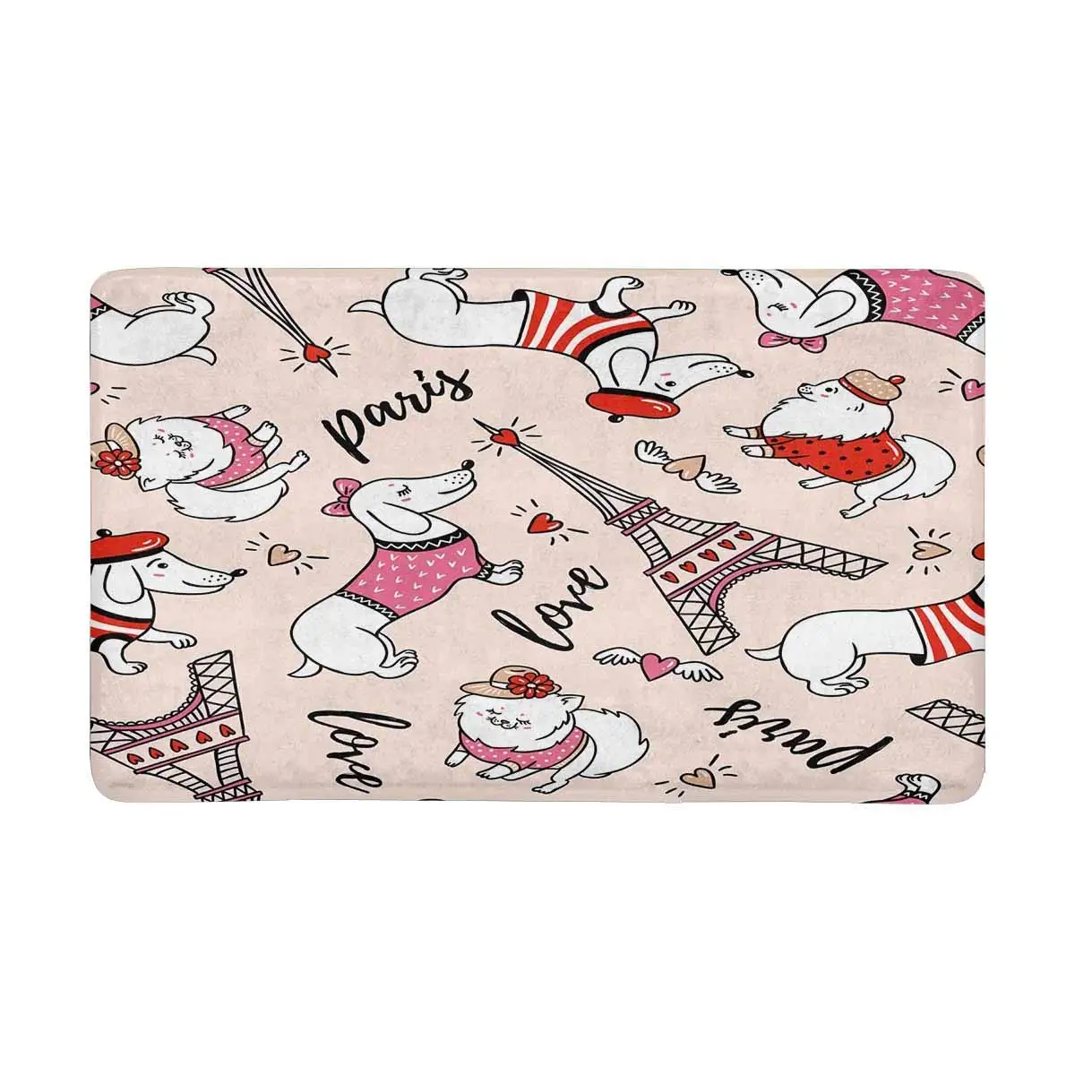 Французский стиль собака Эйфелева башня Крытый входной коврик