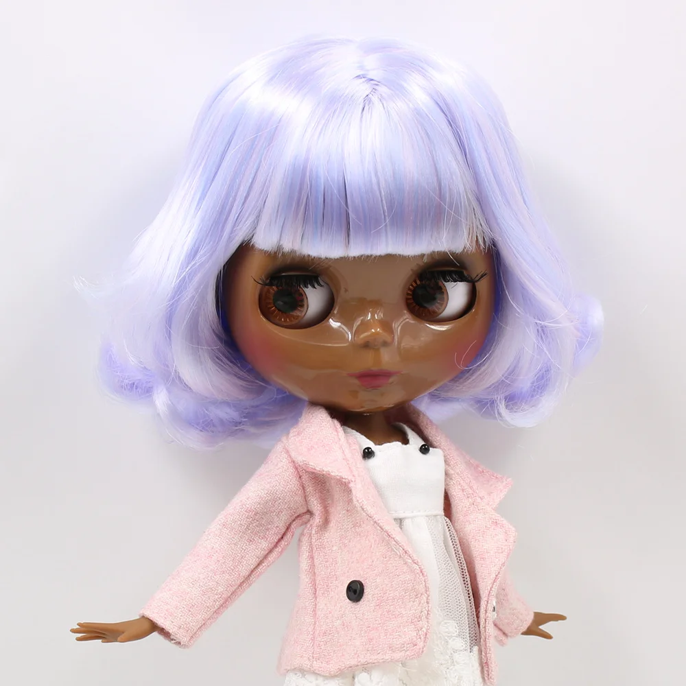 

ICY Nude Blyth doll No.BL1017/6005 Pink mix Blue hair JOINT body Super Black skin BJD Neo 30cm