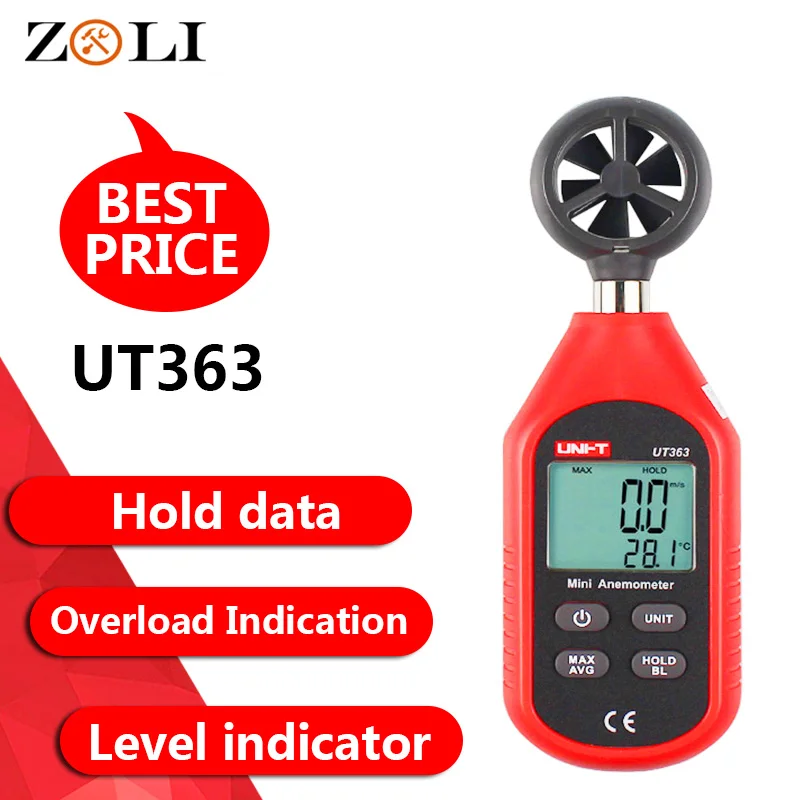 

2018 Newest UT363 Digital Wind Speed Tester UNI-T UT363 Mini Anemometer 0-30m/s Air Flow Monitor C/F Temperature Meter