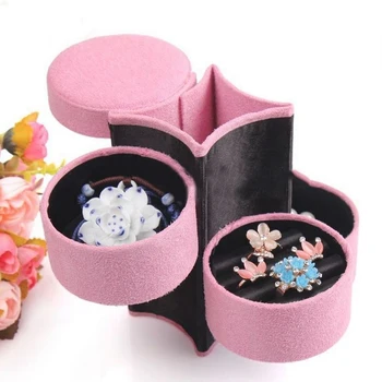 

2019 New Jewelry Organizer Portable Flannel Cylinder Storage Bags Boxe Organizer Bins Fashion Accessories Velvet Gifts Boxes