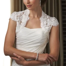 Cap Рукава Куртки Мягче Алансон Кружева Аппликация Бисероплетение Свадебное Вечер Болеро Свадебные Аксессуары Жилет J04