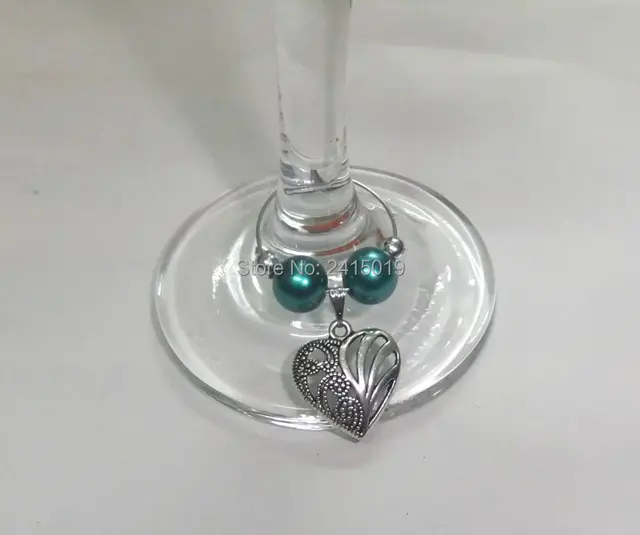 Freeship 24x mixed bead colors heart pattern party wine glass charms ... Freeship 24x mixed bead colors heart pattern party wine glass charms ...