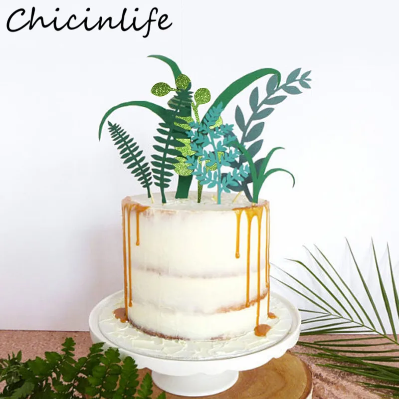 Chicinlife 1 набор зеленых листьев растений бумажных капкейков Топпер вечеринка в